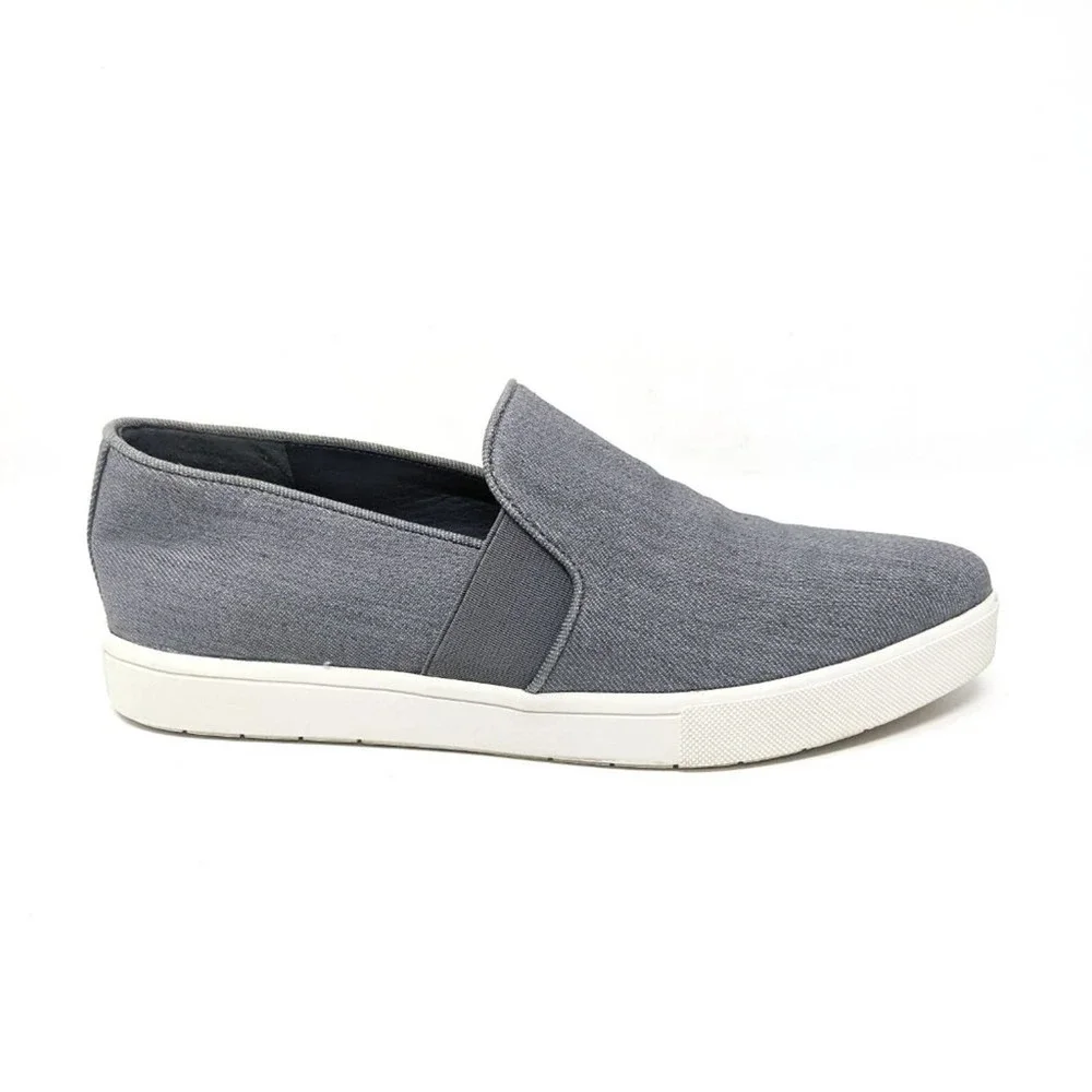 Vince Womens 6 Pierce Pointed Toe Denim Slip On Gray Casual Sneakers Shoes 36 - Picture 4 of 9